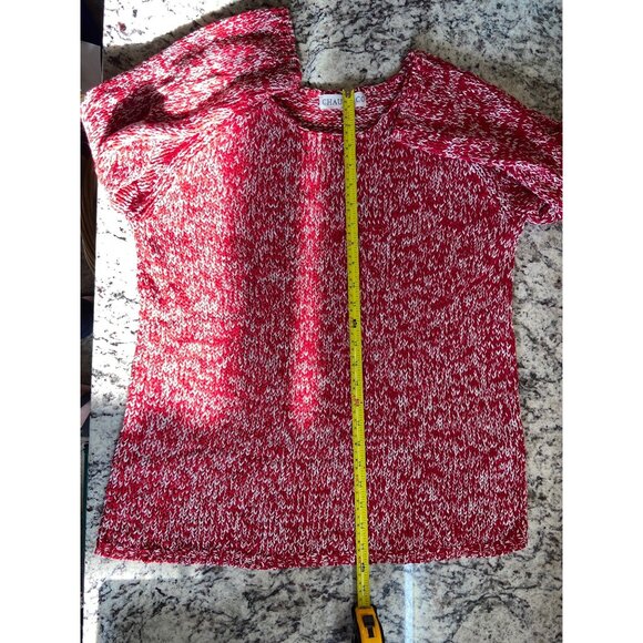 Chaus & Co Womens Sweater Large Red Crew Neck Pullover Knit Cottagecore Preppy - Picture 8 of 9